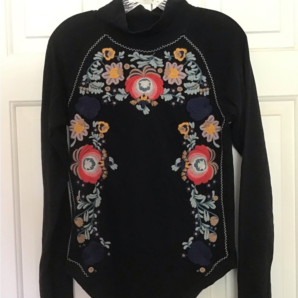 Free People black embroidered top, medium, NWT